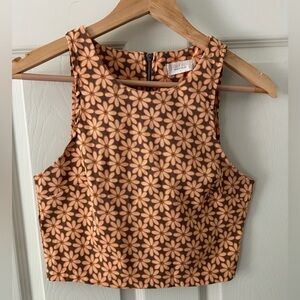 Altar’d state back zip up floral retro crop top